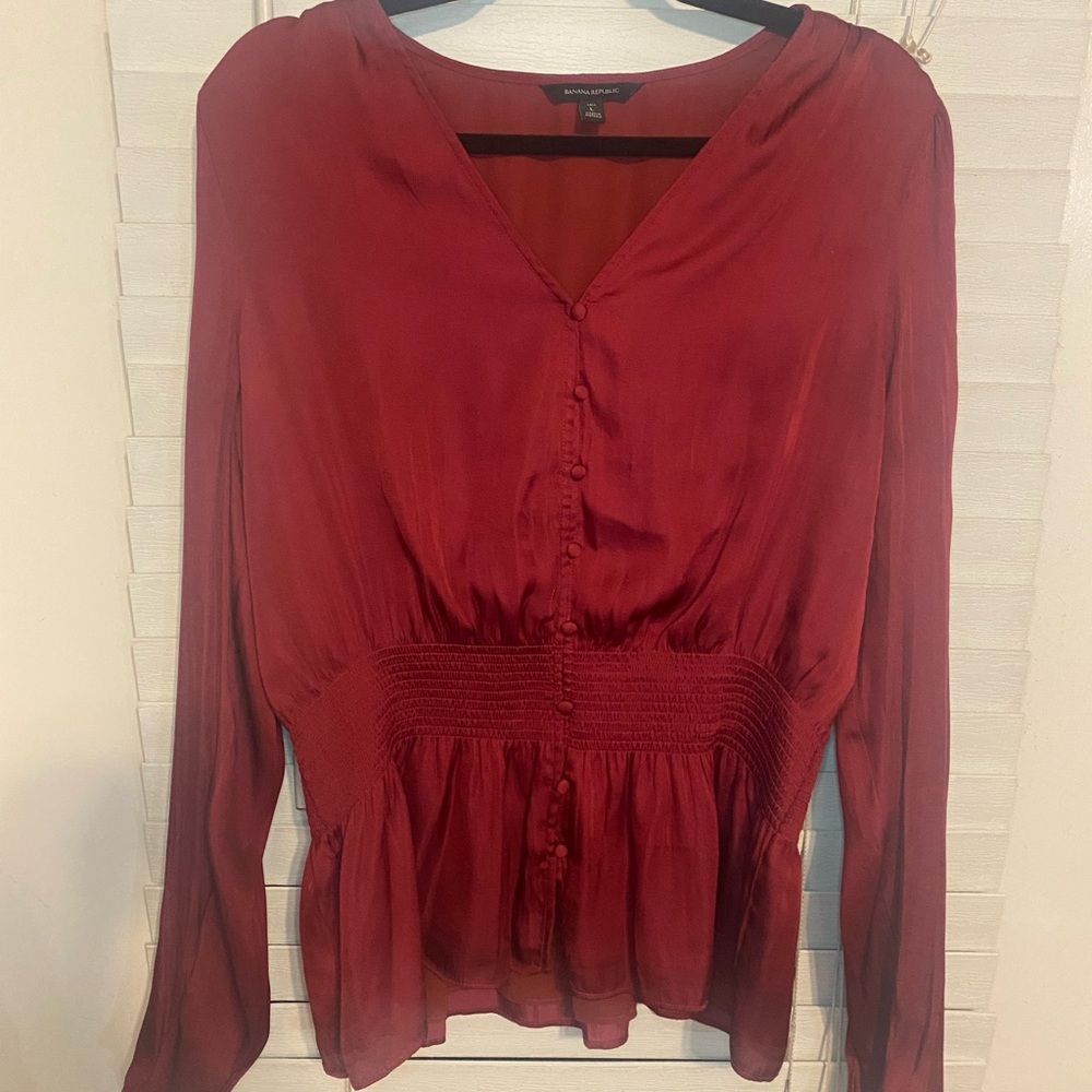 Banana Republic Satin Puff Sleeve Blouse
